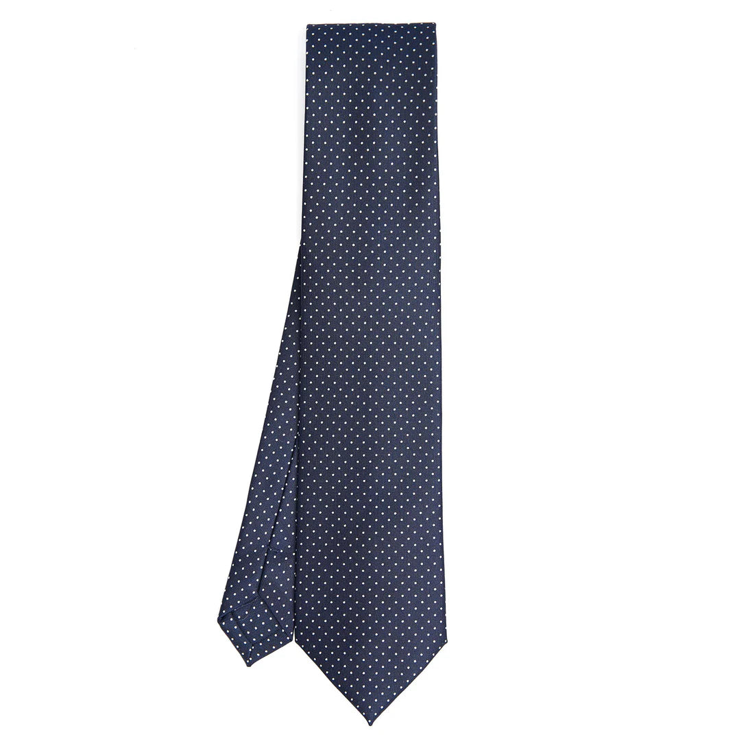 CRAVATTA SARTORIALE CLASSICA IN SETA BLU SCURO pois